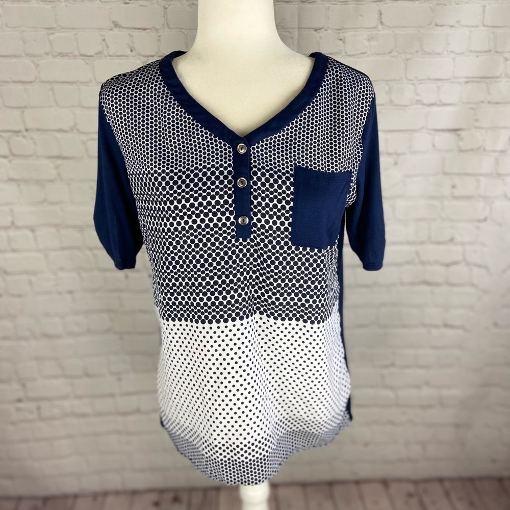 𝅺PERSEPTION Concept Women's Polka Dot Navy Blouse M